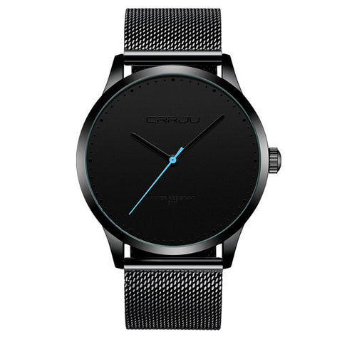 CRRJU Ultra Slim Mesh Watch – Minimalist Stainless Steel Timepiece for Men