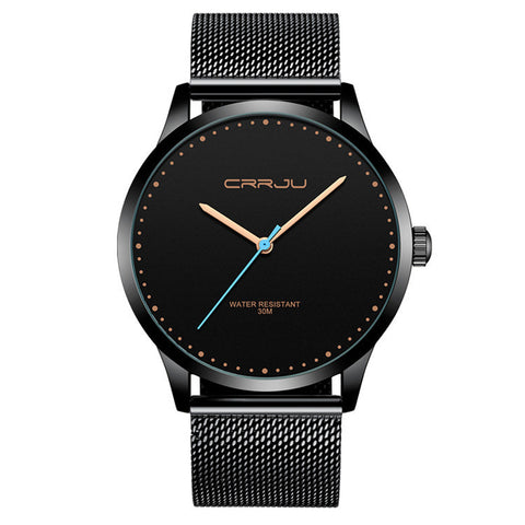 CRRJU Ultra Slim Mesh Watch – Minimalist Stainless Steel Timepiece for Men