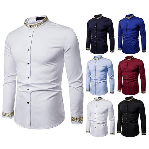 Men’s Military-Inspired Slim Fit Dress Shirt