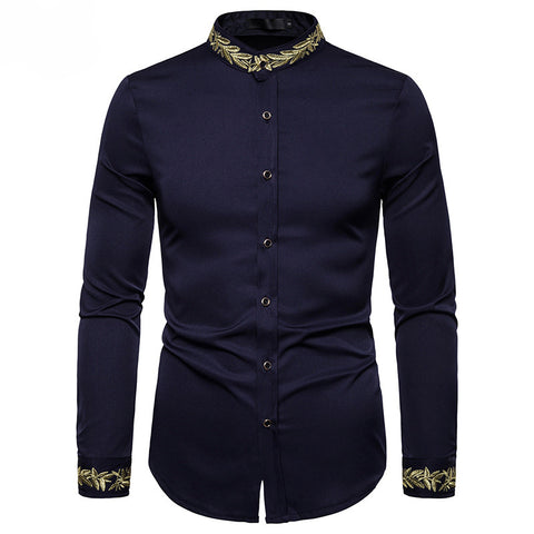 Men’s Military-Inspired Slim Fit Dress Shirt