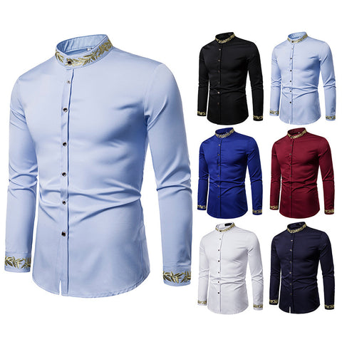 Men’s Military-Inspired Slim Fit Dress Shirt