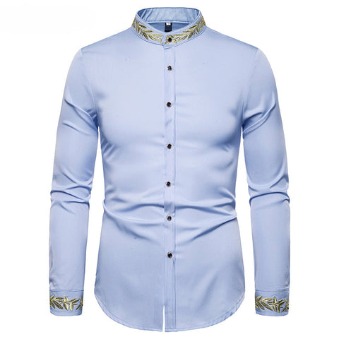 Men’s Military-Inspired Slim Fit Dress Shirt