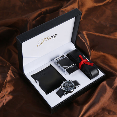 Prestige Men’s Leather Gift Set – Quartz Chronograph