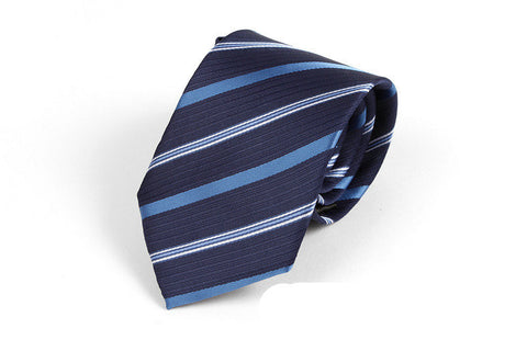 Classic Navy Blue Striped Wool Tie