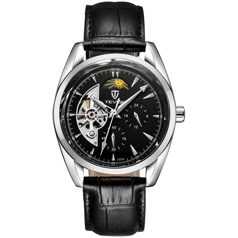 TEVISE Automatic Tourbillon – Luxury Mechanical Watch for Men with Leather Strap