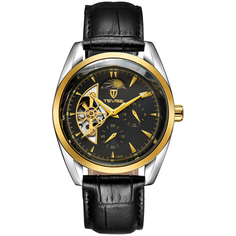 TEVISE Automatic Tourbillon – Luxury Mechanical Watch for Men with Leather Strap