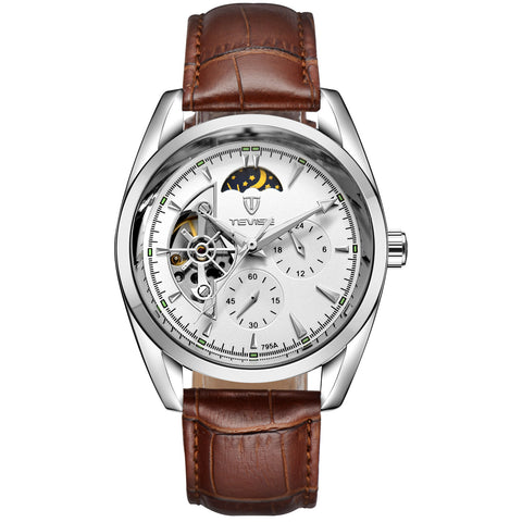 TEVISE Automatic Tourbillon – Luxury Mechanical Watch for Men with Leather Strap
