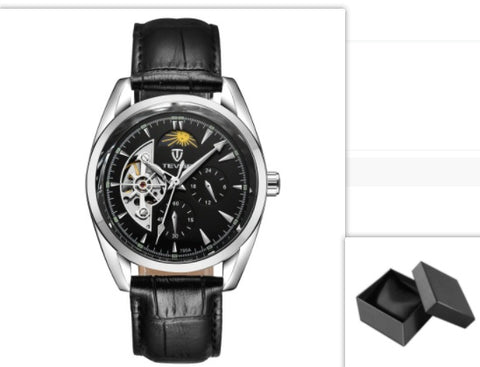 TEVISE Automatic Tourbillon – Luxury Mechanical Watch for Men with Leather Strap