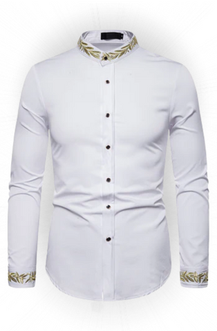 Men’s Military-Inspired Slim Fit Dress Shirt